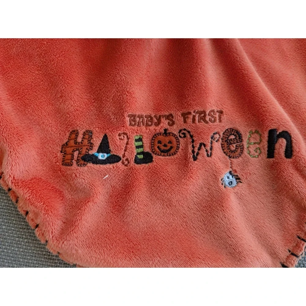 Carters Babys First Halloween Lovey Security Blanket Orange Pumpkin Bear 14''